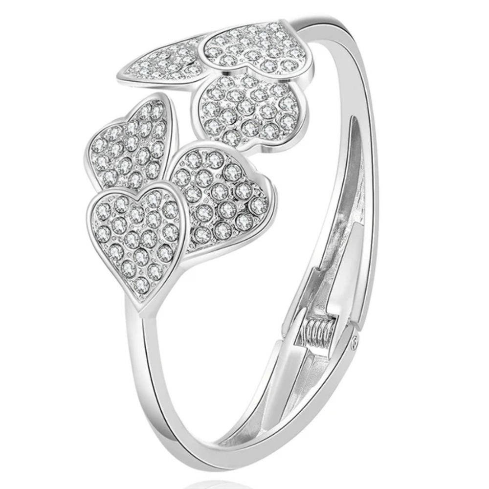 Silver Crystal Encrusted Cuff Bangles